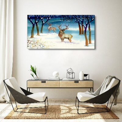 Winter deer tree Canvas Wall art