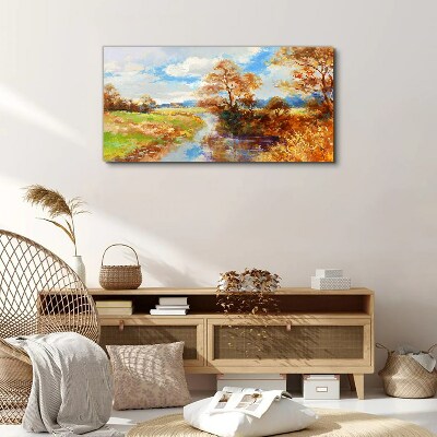 Tree river sky Canvas Wall art