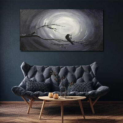 A lonely bird on a branch Canvas Wall art