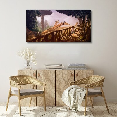 Meeting with giraffes at the zoo Canvas Wall art