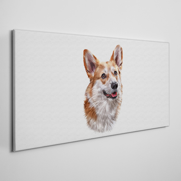 Portrait of a cheerful Corgi dog Canvas Wall art