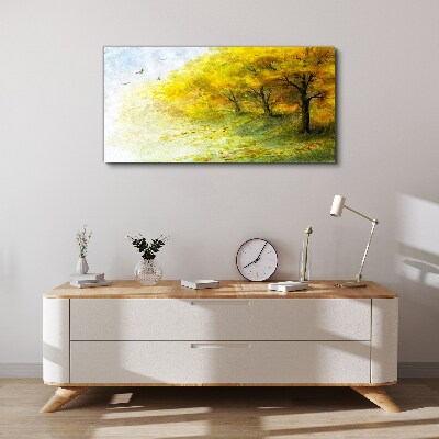 Golden autumn in the park Canvas Wall art