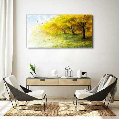 Golden autumn in the park Canvas Wall art