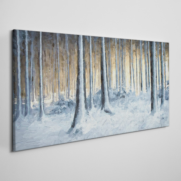Winter forest in the morning Canvas Wall art
