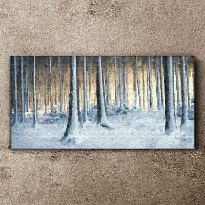 Winter forest in the morning Canvas Wall art