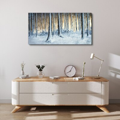 Winter forest in the morning Canvas Wall art