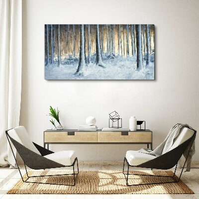 Winter forest in the morning Canvas Wall art