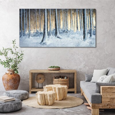 Winter forest in the morning Canvas Wall art
