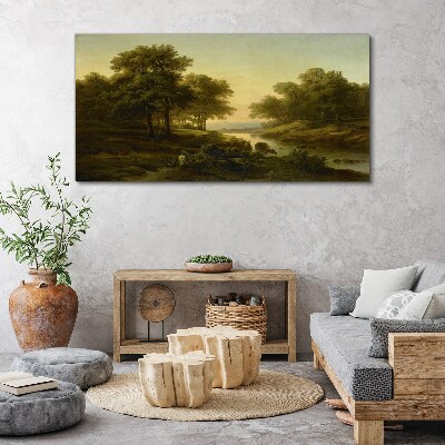 Landscape river forest nature Canvas Wall art