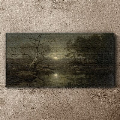 Moon trees nature river Canvas Wall art