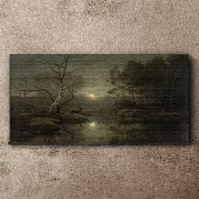 Night landscape with a deer Canvas Wall art