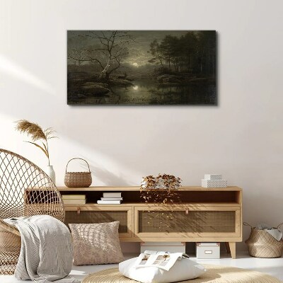 Night landscape with a deer Canvas Wall art