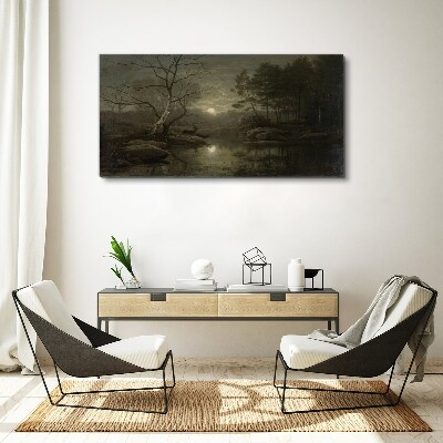 Night landscape with a deer Canvas Wall art