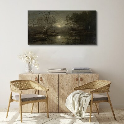 Night landscape with a deer Canvas Wall art