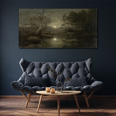 Night landscape with a deer Canvas Wall art