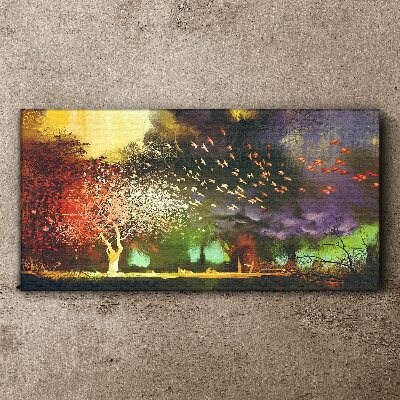 Magical forest at dusk Canvas Wall art