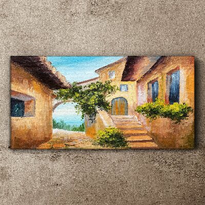 The charming streets of a seaside village Canvas Wall art