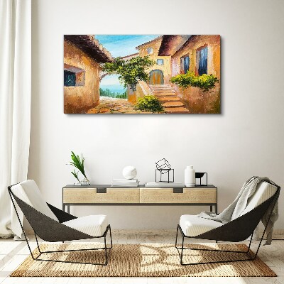 The charming streets of a seaside village Canvas Wall art