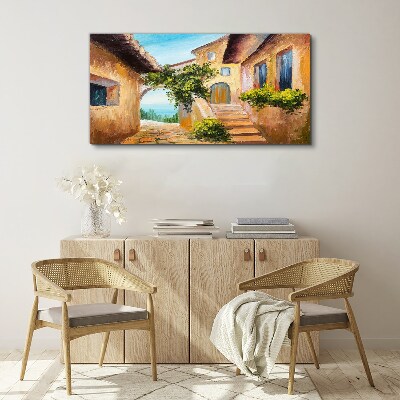 The charming streets of a seaside village Canvas Wall art