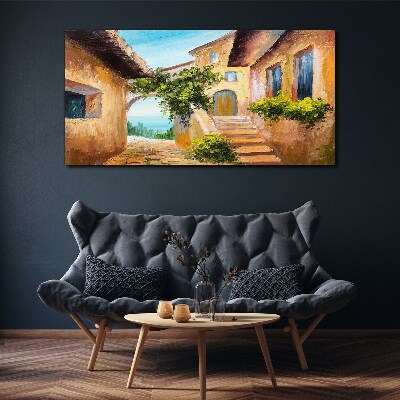 The charming streets of a seaside village Canvas Wall art