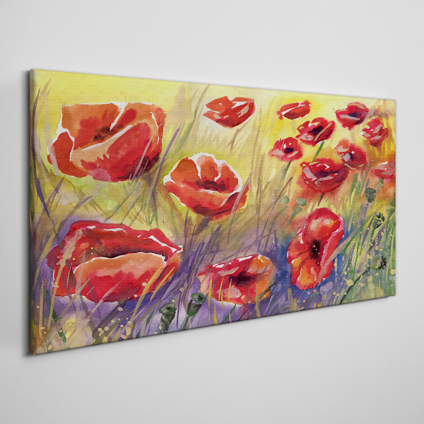 Red poppies against the sun Canvas Wall art