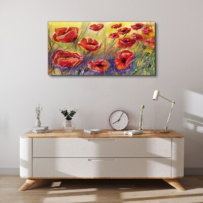 Red poppies against the sun Canvas Wall art