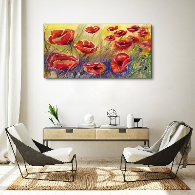 Red poppies against the sun Canvas Wall art