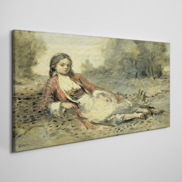 Portrait of a lying girl Canvas Wall art