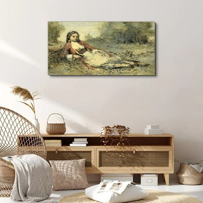 Portrait of a lying girl Canvas Wall art