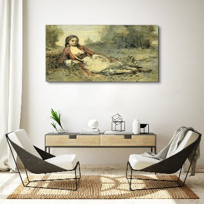 Portrait of a lying girl Canvas Wall art