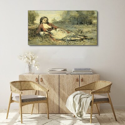 Portrait of a lying girl Canvas Wall art