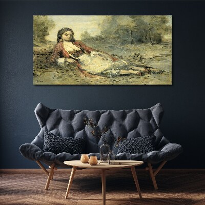 Portrait of a lying girl Canvas Wall art
