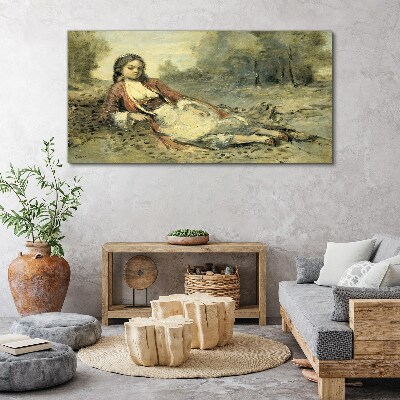 Portrait of a lying girl Canvas Wall art