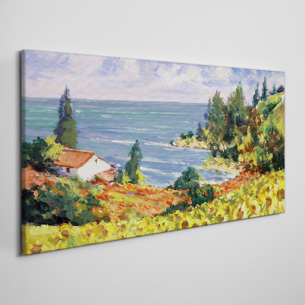 Flowers sky coast Canvas Wall art