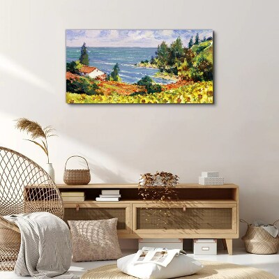 Flowers sky coast Canvas Wall art