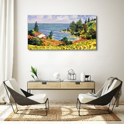 Flowers sky coast Canvas Wall art