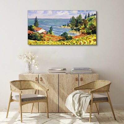 Flowers sky coast Canvas Wall art