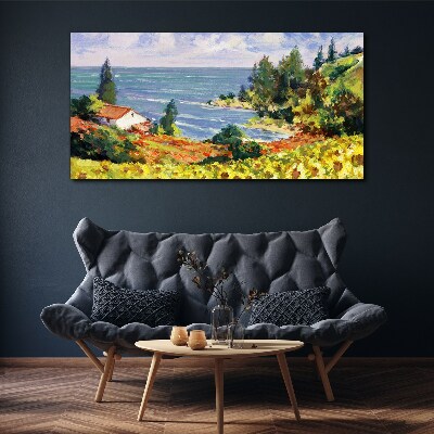 Flowers sky coast Canvas Wall art