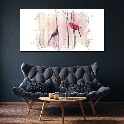 Birds in the winter forest Canvas Wall art