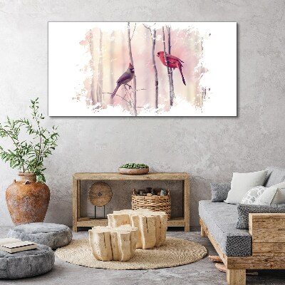 Birds in the winter forest Canvas Wall art