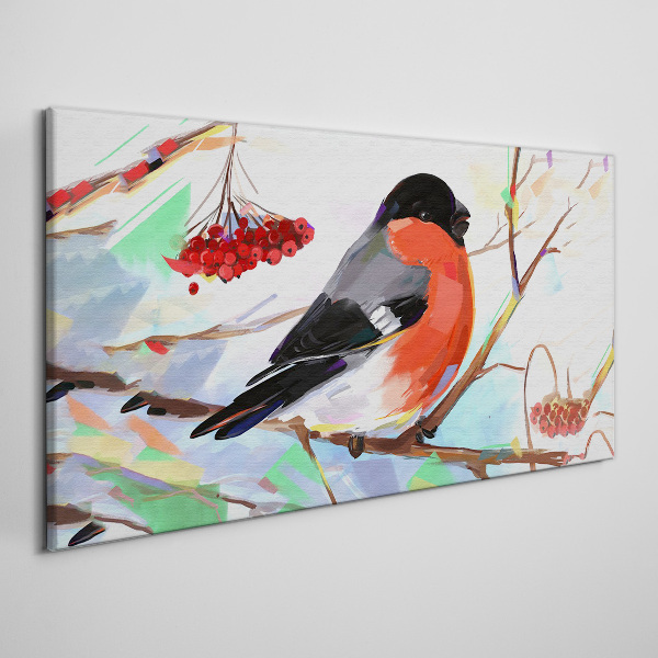 A happy bird on a branch Canvas Wall art