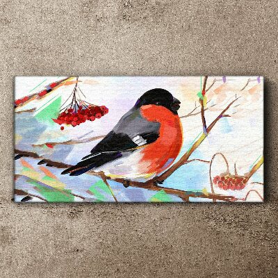 A happy bird on a branch Canvas Wall art