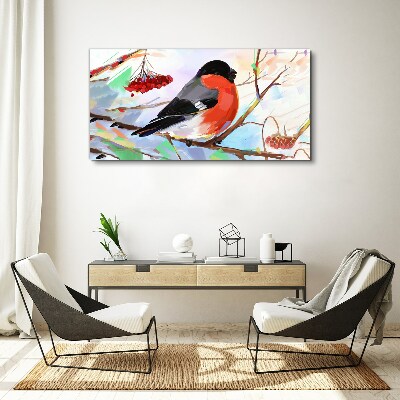 A happy bird on a branch Canvas Wall art