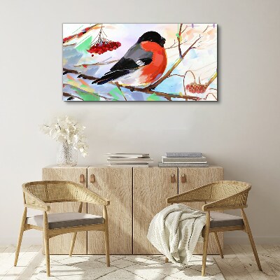 A happy bird on a branch Canvas Wall art