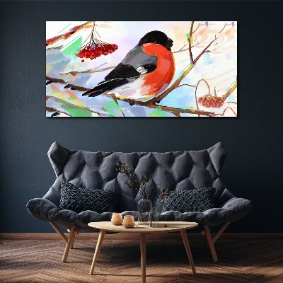 A happy bird on a branch Canvas Wall art