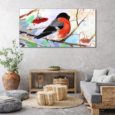 A happy bird on a branch Canvas Wall art