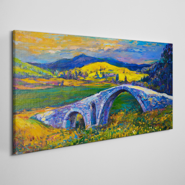Abstract landscape bridge Canvas Wall art