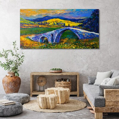 Abstract landscape bridge Canvas Wall art