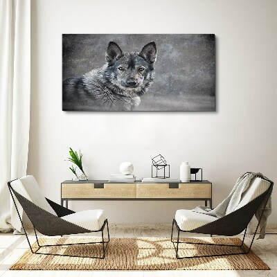 Portrait of a gray dog Canvas Wall art