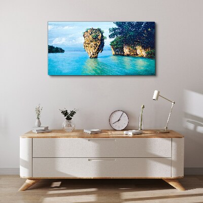 A quiet bay with a high rock Canvas Wall art